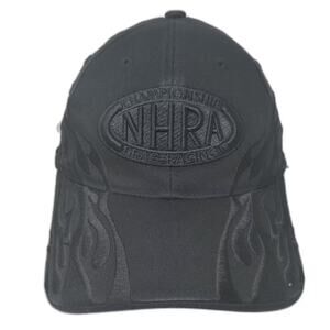 Main Gate NHRA Baseball Cap Black M Tonal Flame Drag Racing Hat Stretch Fit